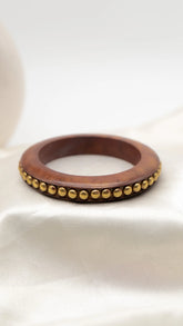 Golden Bead Wooden Bangle (Flat)
